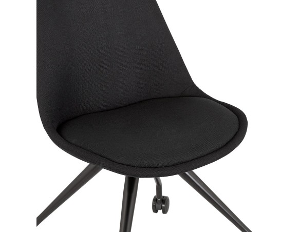 Chaise de bureau sur roulettes SNAP en tissu noir avec structure en métal noir
