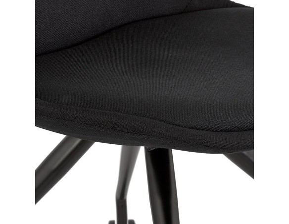 Chaise de bureau sur roulettes SNAP en tissu noir avec structure en métal noir