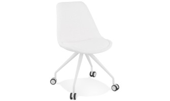 OC00740WHWH 5404028337202 Chaise de bureau sur roulettes STEF en tissu bouclé et métal blanc