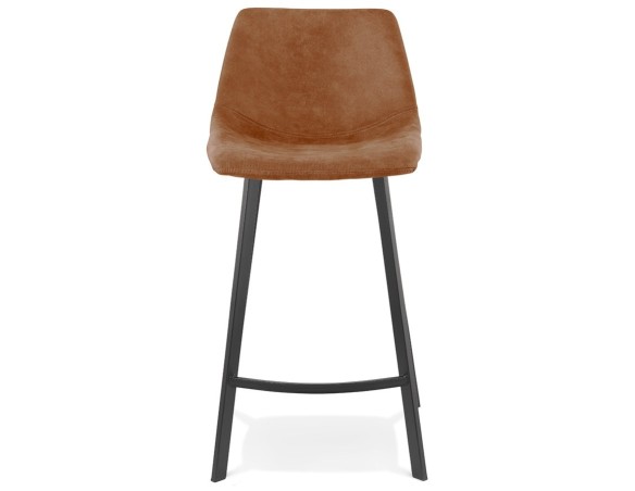 Tabouret snack mi-hauteur FUJI MINI en microfibre brune avec pied en métal noir