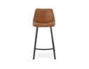 Tabouret snack mi-hauteur FUJI MINI en microfibre brune avec pied en métal noir