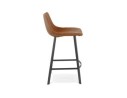 Tabouret snack mi-hauteur FUJI MINI en microfibre brune avec pied en métal noir
