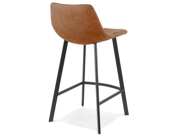 Tabouret snack mi-hauteur FUJI MINI en microfibre brune avec pied en métal noir