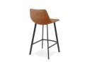 Tabouret snack mi-hauteur FUJI MINI en microfibre brune avec pied en métal noir