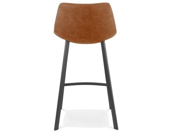 Tabouret snack mi-hauteur FUJI MINI en microfibre brune avec pied en métal noir