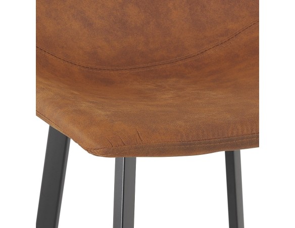 Tabouret snack mi-hauteur FUJI MINI en microfibre brune avec pied en métal noir