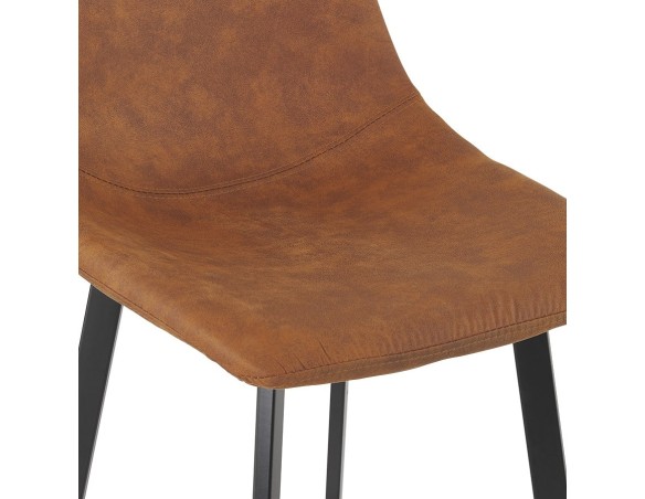 Tabouret snack mi-hauteur FUJI MINI en microfibre brune avec pied en métal noir