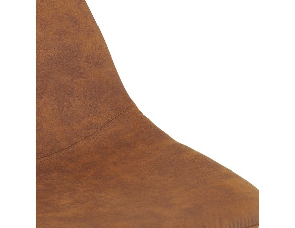 Tabouret snack mi-hauteur FUJI MINI en microfibre brune avec pied en métal noir