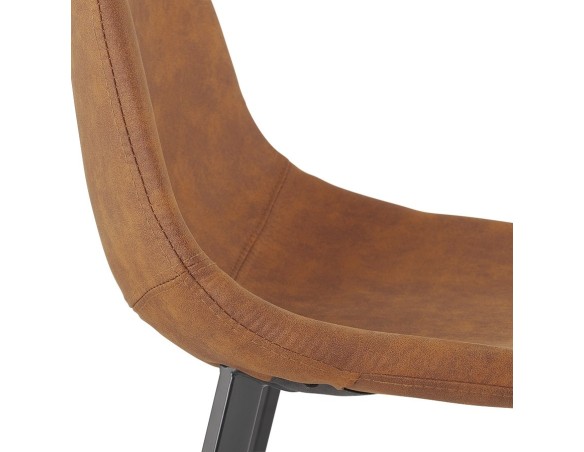 Tabouret snack mi-hauteur FUJI MINI en microfibre brune avec pied en métal noir