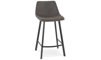BS05340DG 5404028315224 Tabouret snack mi-hauteur FUJI MINI en microfibre gris foncé avec pied en métal noir