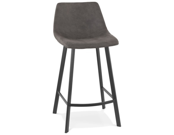 BS05340DG 5404028315224 Tabouret snack mi-hauteur FUJI MINI en microfibre gris foncé avec pied en métal noir