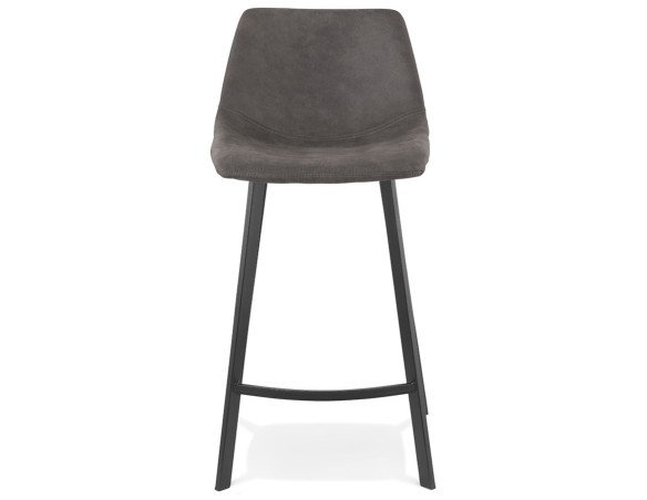 Tabouret snack mi-hauteur FUJI MINI en microfibre gris foncé avec pied en métal noir