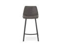 Tabouret snack mi-hauteur FUJI MINI en microfibre gris foncé avec pied en métal noir