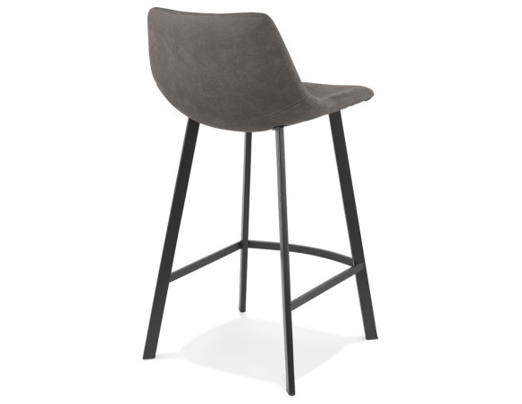 Tabouret snack mi-hauteur FUJI MINI en microfibre gris foncé avec pied en métal noir