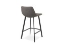 Tabouret snack mi-hauteur FUJI MINI en microfibre gris foncé avec pied en métal noir