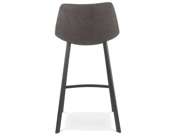 Tabouret snack mi-hauteur FUJI MINI en microfibre gris foncé avec pied en métal noir