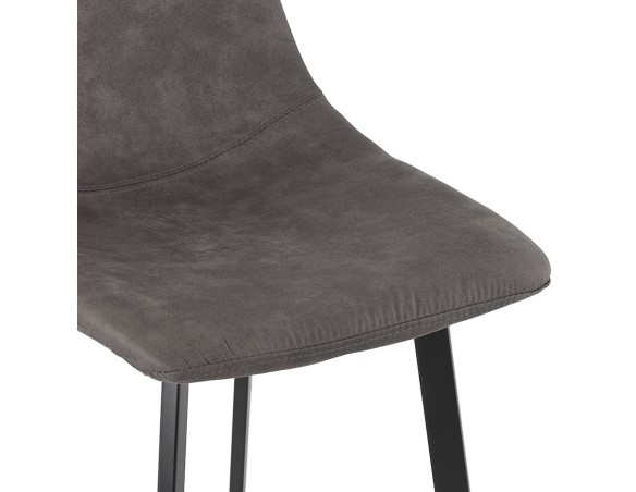 Tabouret snack mi-hauteur FUJI MINI en microfibre gris foncé avec pied en métal noir