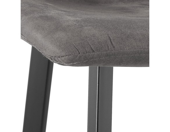 Tabouret snack mi-hauteur FUJI MINI en microfibre gris foncé avec pied en métal noir