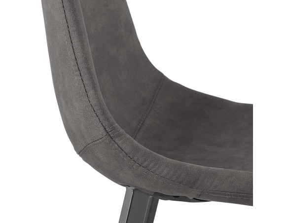 Tabouret snack mi-hauteur FUJI MINI en microfibre gris foncé avec pied en métal noir