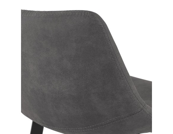 Tabouret snack mi-hauteur FUJI MINI en microfibre gris foncé avec pied en métal noir