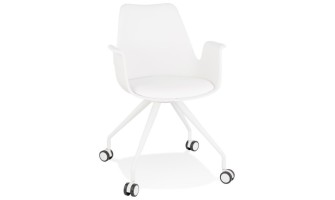 OC00520WHWH 5404028302361 Chaise de bureau avec accoudoirs SPLIT blanche sur roulettes