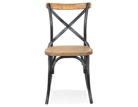 Chaise de cuisine RANCH en bois finition Noyer effet vieilli noir