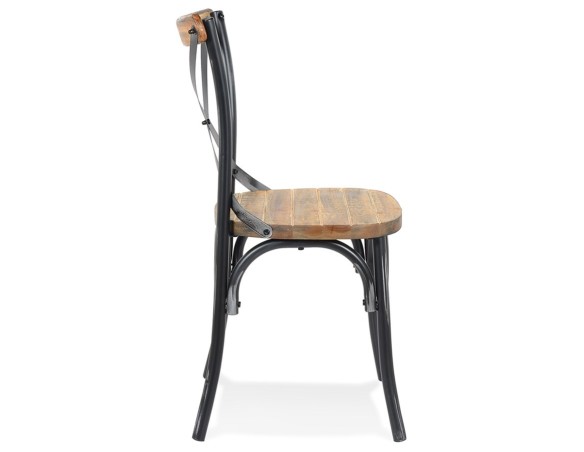 Chaise de cuisine RANCH en bois finition Noyer effet vieilli noir