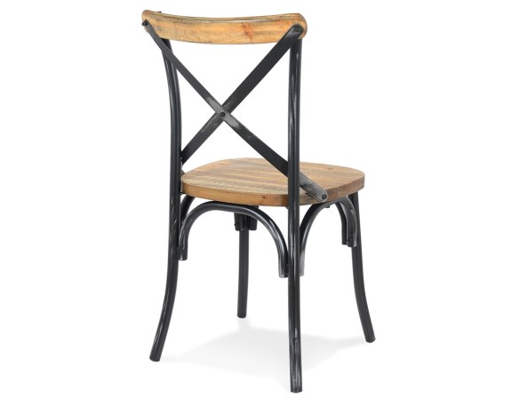 Chaise de cuisine RANCH en bois finition Noyer effet vieilli noir