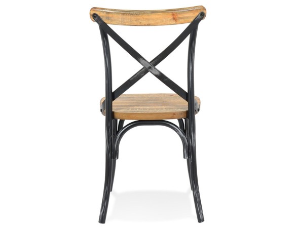 Chaise de cuisine RANCH en bois finition Noyer effet vieilli noir