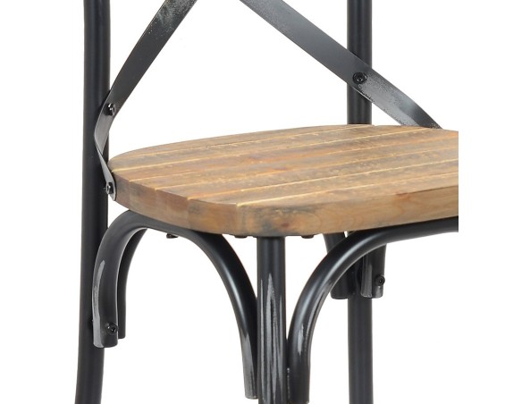 Chaise de cuisine RANCH en bois finition Noyer effet vieilli noir