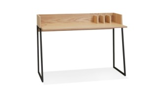OT01360NABL 5404028316795 Bureau droit design SALMON en bois finition naturelle et métal noir