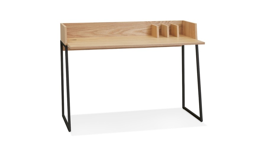 OT01360NABL 5404028316795 Bureau droit design SALMON en bois finition naturelle et métal noir