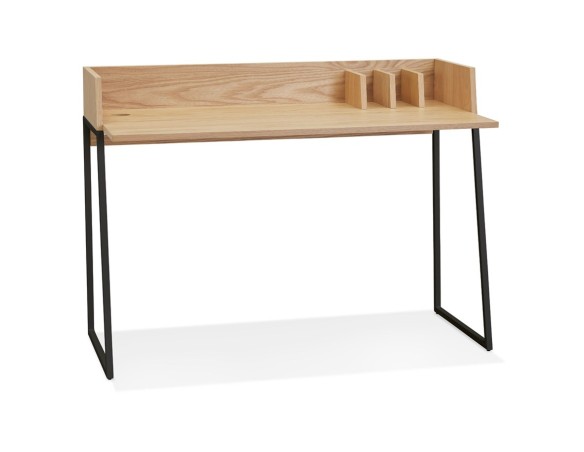 OT01360NABL 5404028316795 Bureau droit design SALMON en bois finition naturelle et métal noir