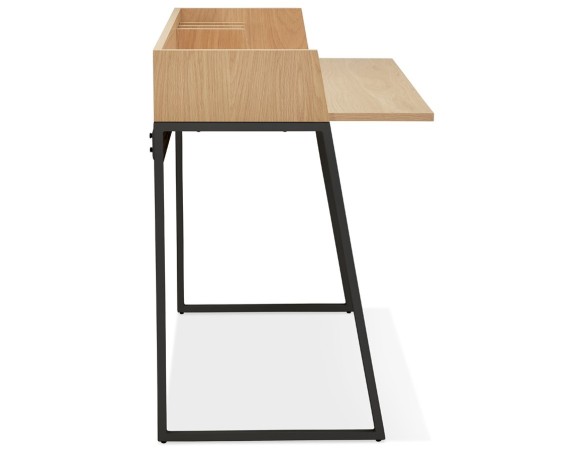 Bureau droit design SALMON en bois finition naturelle et métal noir
