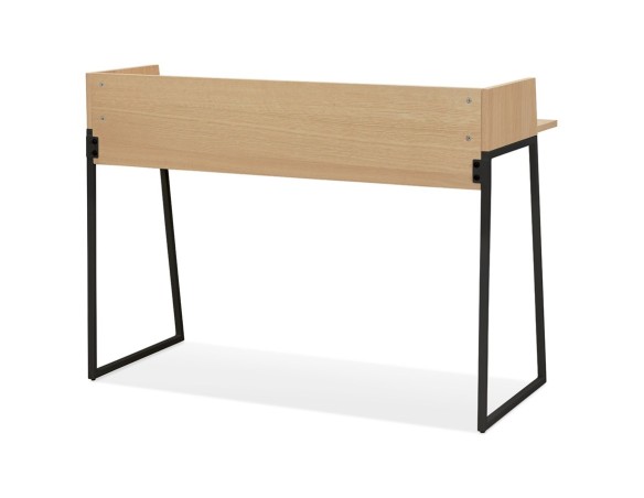 Bureau droit design SALMON en bois finition naturelle et métal noir