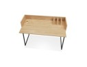 Bureau droit design SALMON en bois finition naturelle et métal noir