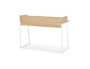 Bureau droit design SALMON en bois finition naturelle et métal blanc