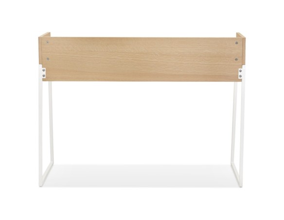 Bureau droit design SALMON en bois finition naturelle et métal blanc