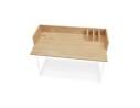 Bureau droit design SALMON en bois finition naturelle et métal blanc