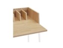 Bureau droit design SALMON en bois finition naturelle et métal blanc