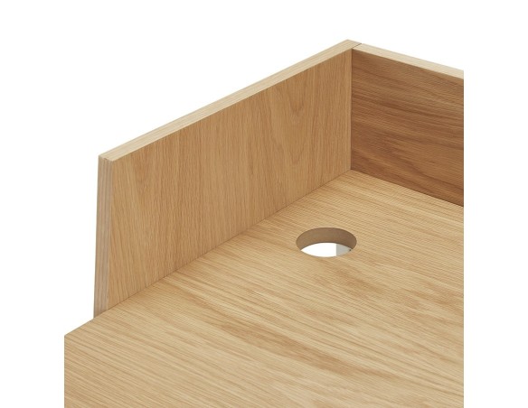 Bureau droit design SALMON en bois finition naturelle et métal blanc