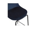 Tabouret snack mi-hauteur FENTON MINI en velours bleu et pied en métal noir