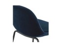 Tabouret snack mi-hauteur FENTON MINI en velours bleu et pied en métal noir