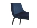 Tabouret snack mi-hauteur FENTON MINI en velours bleu et pied en métal noir