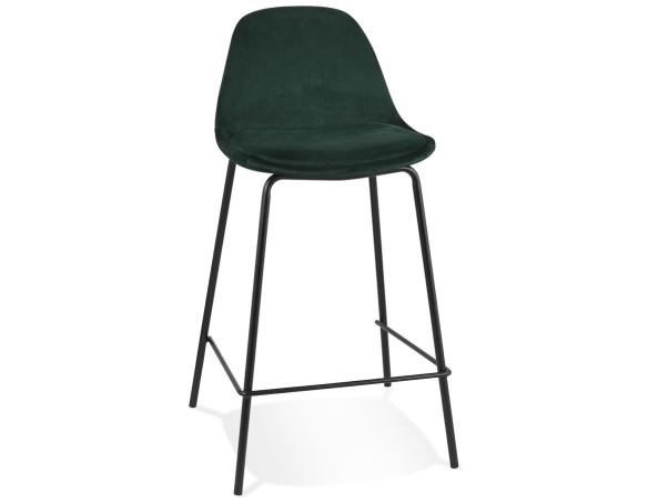 BS06530GEBL 5404028337646 Tabouret snack mi-hauteur FENTON MINI en velours vert et pied en métal noir