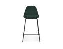 Tabouret snack mi-hauteur FENTON MINI en velours vert et pied en métal noir