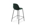 Tabouret snack mi-hauteur FENTON MINI en velours vert et pied en métal noir