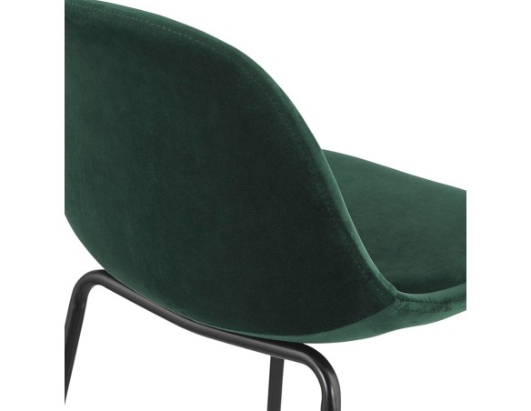 Tabouret snack mi-hauteur FENTON MINI en velours vert et pied en métal noir