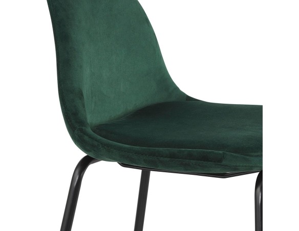 Tabouret snack mi-hauteur FENTON MINI en velours vert et pied en métal noir