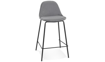 BS06540GRBL 5404028337660 Tabouret snack mi-hauteur FENTON MINI en velours gris et pied en métal noir